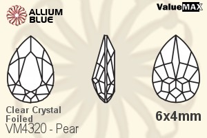 ValueMAX Pear Fancy Stone (VM4320) 6x4mm - Clear Crystal With Foiling - 关闭视窗 >> 可点击图片