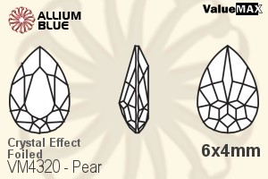 ValueMAX Pear Fancy Stone (VM4320) 6x4mm - Crystal Effect With Foiling