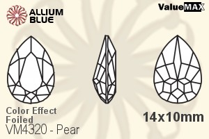 VALUEMAX CRYSTAL Pear Fancy Stone 14x10mm Light Siam AB F