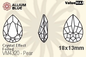 VALUEMAX CRYSTAL Pear Fancy Stone 18x13mm Crystal Aurore Boreale F