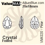 ValueMAX Pear Fancy Stone (VM4320) 25x18mm - Clear Crystal With Foiling