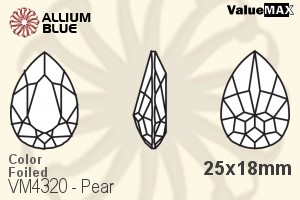VALUEMAX CRYSTAL Pear Fancy Stone 25x18mm Black Diamond F