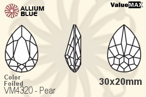 VALUEMAX CRYSTAL Pear Fancy Stone 30x20mm Black Diamond F