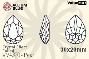 ValueMAX Pear Fancy Stone (VM4320) 30x20mm - Crystal Effect With Foiling - Click Image to Close
