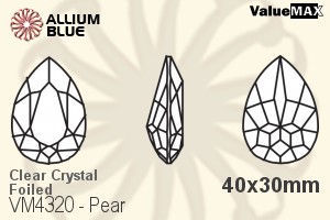 ValueMAX Pear Fancy Stone (VM4320) 40x30mm - Clear Crystal With Foiling - 关闭视窗 >> 可点击图片