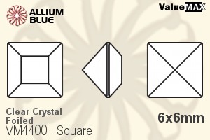 ValueMAX Square Fancy Stone (VM4400) 6x6mm - Clear Crystal With Foiling