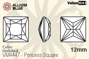 ValueMAX Princess Square Fancy Stone (VM4447) 12mm - Color Unfoiled - Haga Click en la Imagen para Cerrar