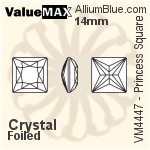 ValueMAX Princess Square Fancy Stone (VM4447) 14mm - Clear Crystal With Foiling