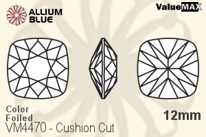 VALUEMAX CRYSTAL Cushion Cut Fancy Stone 12mm Blue Zircon F