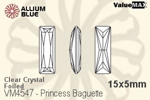 ValueMAX Princess Baguette Fancy Stone (VM4547) 15x5mm - Clear Crystal With Foiling - Haga Click en la Imagen para Cerrar