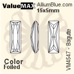 ValueMAX Princess Baguette Fancy Stone (VM4547) 15x5mm - Color With Foiling