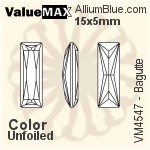 ValueMAX Princess Baguette Fancy Stone (VM4547) 15x5mm - Color Unfoiled