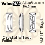 ValueMAX Princess Baguette Fancy Stone (VM4547) 15x5mm - Crystal Effect With Foiling