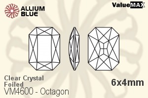 ValueMAX Octagon Fancy Stone (VM4600) 6x4mm - Clear Crystal With Foiling - Haga Click en la Imagen para Cerrar