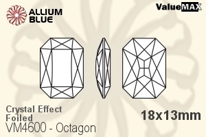 バリューマックス Octagon ファンシーストーン (VM4600) 18x13mm - クリスタル エフェクト 裏面フォイル