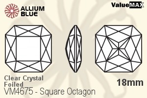VALUEMAX CRYSTAL Square Octagon Fancy Stone 18mm Crystal F