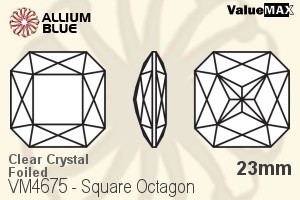 バリューマックス Square Octagon ファンシーストーン (VM4675) 23mm - クリスタル 裏面フォイル