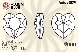 バリューマックス Heart ファンシーストーン (VM4827) 6mm - クリスタル エフェクト 裏面フォイル - ウインドウを閉じる