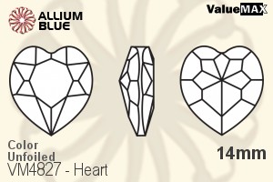 バリューマックス Heart ファンシーストーン (VM4827) 14mm - カラー 裏面にホイル無し