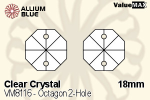 VALUEMAX CRYSTAL Octagon 2-Hole 18mm Crystal