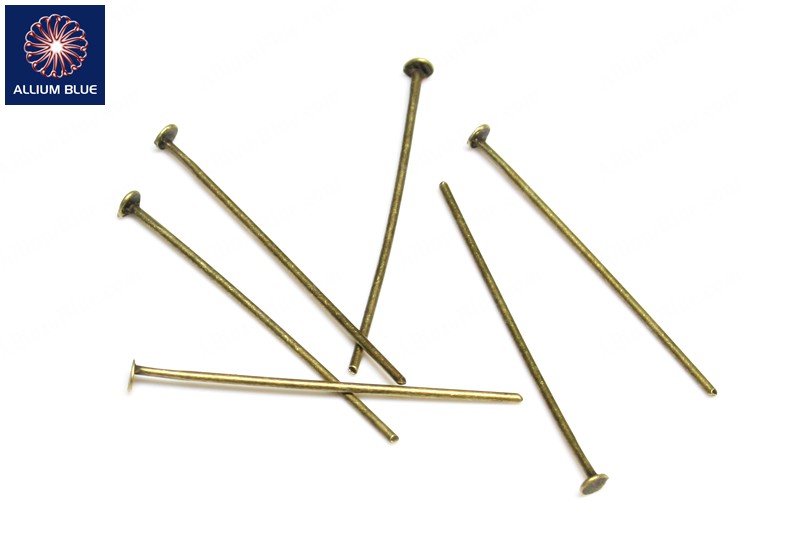 Headpin, Plated Base Metal, Antique Brass, 30mm - 關閉視窗 >> 可點擊圖片