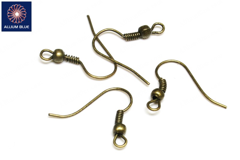 Earwire, Plated Base Metal, Antique Brass, 2x1.8mm - Click Image to Close
