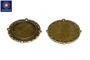 Round Scalloped Picture Frame, メッキあり Base Metal, Antique 真鍮, 30.5mm