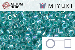 MIYUKI Delica® Seed Beads (DBM0079) 10/0 Round Medium - Turquoise Green Lined Crystal AB