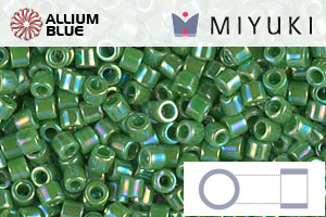 MIYUKI Delica® Seed Beads (DBM0163) 10/0 Round Medium - Opaque Green AB