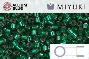 MIYUKI Delica® Seed Beads (DBM0605) 10/0 Round Medium - Dyed Silver Lined Emerald - Click Image to Close