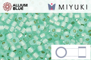 MIYUKI Delica® Seed Beads (DBM0626) 10/0 Round Medium - Dyed Light Aqua Green Silver Lined Alabaster
