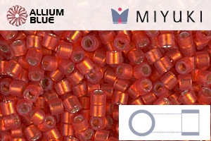 MIYUKI Delica® Seed Beads (DBM0683) 10/0 Round Medium - Dyed Semi-matte Silver Lined Red Orange - Click Image to Close