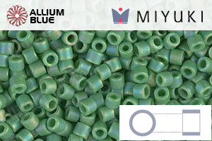 MIYUKI Delica® Seed Beads (DBM0877) 10/0 Round Medium - Matte Opaque Green AB - Click Image to Close