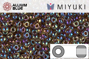 MIYUKI Round Rocailles Seed Beads (RR11-0357) 11/0 Small - Root Beer Lined Light Topaz AB - Click Image to Close