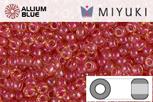 MIYUKI Round Rocailles Seed Beads (RR11-0373) 11/0 Small - Dark Rose Lined Light Topaz Luster - Haga Click en la Imagen para Cerrar