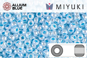 MIYUKI Round Rocailles Seed Beads (RR11-0430) 11/0 Small - Aqua Lined White Pearl - Click Image to Close