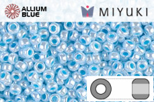MIYUKI Round Rocailles Seed Beads (RR11-0430) 11/0 Small - Aqua Lined White Pearl