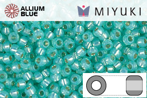 MIYUKI Round Rocailles Seed Beads (RR11-0571) 11/0 Small - Dyed Light Aqua Green Silver Lined Alabaster - Click Image to Close