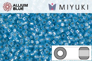 MIYUKI Round Rocailles Seed Beads (RR11-0573) 11/0 Small - Dyed Aqua Silver Lined Alabaster - Click Image to Close