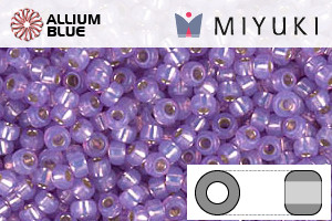 MIYUKI Round Rocailles Seed Beads (RR11-0574) 11/0 Small - Dyed Lilac Silver Lined Alabaster - Click Image to Close