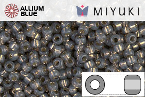 MIYUKI Round Rocailles Seed Beads (RR11-0650) 11/0 Small - Dyed Smoke Gray Silver Lined Alabaster - Haga Click en la Imagen para Cerrar
