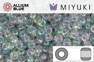 MIYUKI Round Rocailles Seed Beads (RR11-2443) 11/0 Small - Transparent Light Marine Blue Gold Luster - Click Image to Close