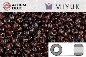 MIYUKI Round Rocailles Seed Beads (RR11-4502) 11/0 Small - Transparent Dark Topaz Picasso - Click Image to Close
