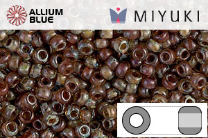 MIYUKI Round Rocailles Seed Beads (RR11-4505) 11/0 Small - Transparent Light Smoky Topaz Picasso - Click Image to Close