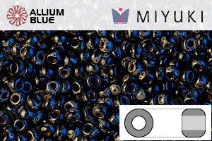 MIYUKI Round Rocailles Seed Beads (RR11-4511) 11/0 Small - Opaque Black Picasso - Click Image to Close