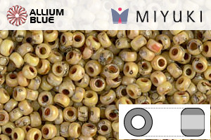 MIYUKI Round Rocailles Seed Beads (RR11-4512) 11/0 Small - Opaque Yellow Picasso - Click Image to Close