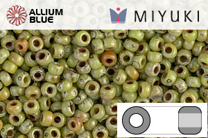 MIYUKI Round Seed Beads (RR11-4515) - Opqaue Chartreuse Picasso - 关闭视窗 >> 可点击图片