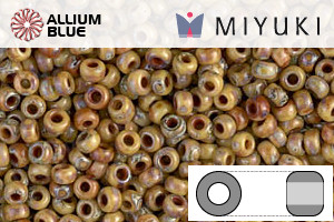 MIYUKI Round Rocailles Seed Beads (RR11-4517) 11/0 Small - Opaque Brown Picasso - Click Image to Close