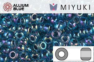 MIYUKI Round Rocailles Seed Beads (RR8-0339) 8/0 Large - Blue Lined Aqua AB - Click Image to Close