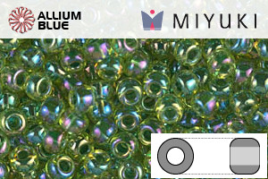 MIYUKI Round Rocailles Seed Beads (RR8-0341) 8/0 Large - Green Lined Yellow - Click Image to Close
